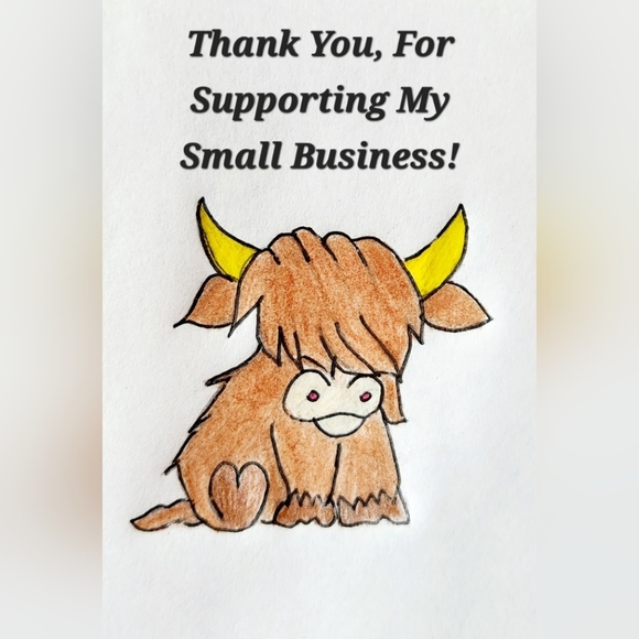 Handmade Original Art Work by Seller " Highland " Business Thank You 50pk - Picture 1 of 2